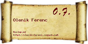 Olenik Ferenc névjegykártya